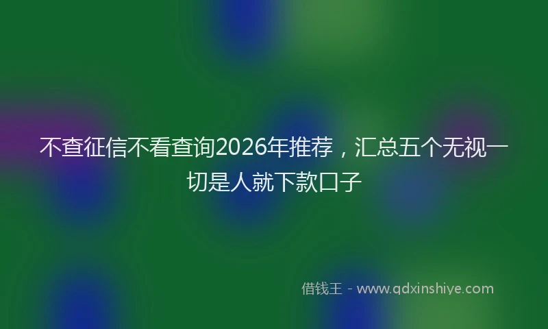 不查征信不看查询2026年推荐，汇总五个无视一切是人就下款口子