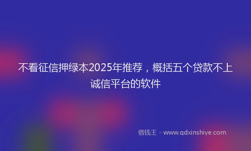 不看征信押绿本2025年推荐，概括五个贷款不上诚信平台的软件