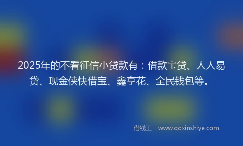 2025年的不看征信小贷款有：借款宝贷、人人易贷、现金侠快借宝、鑫享花、全民钱包等。