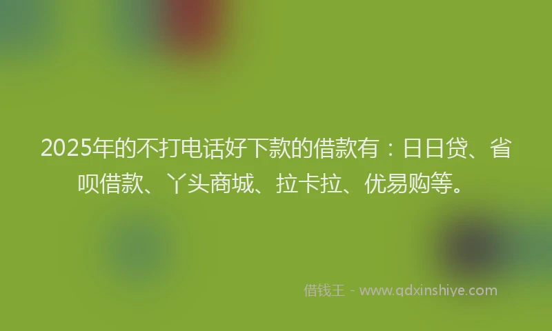 2025年的不打电话好下款的借款有：日日贷、省呗借款、丫头商城、拉卡拉、优易购等。