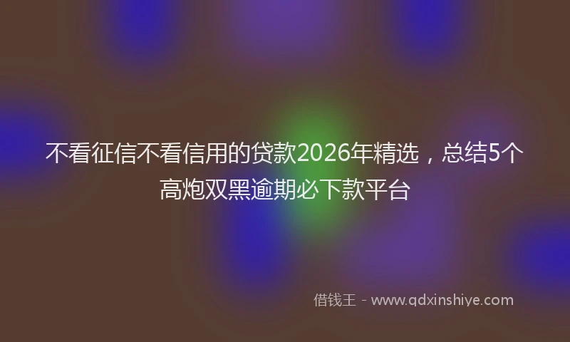 不看征信不看信用的贷款2026年精选，总结5个高炮双黑逾期必下款平台
