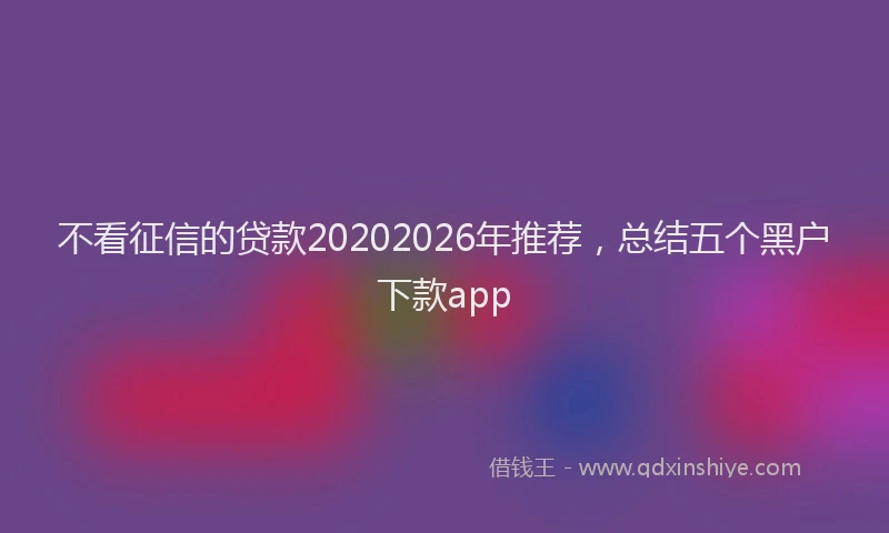 不看征信的贷款20202026年推荐,总结五个黑户下款app