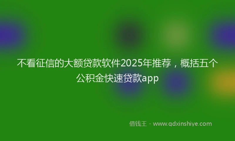 不看征信的大额贷款软件2025年推荐，概括五个公积金快速贷款app