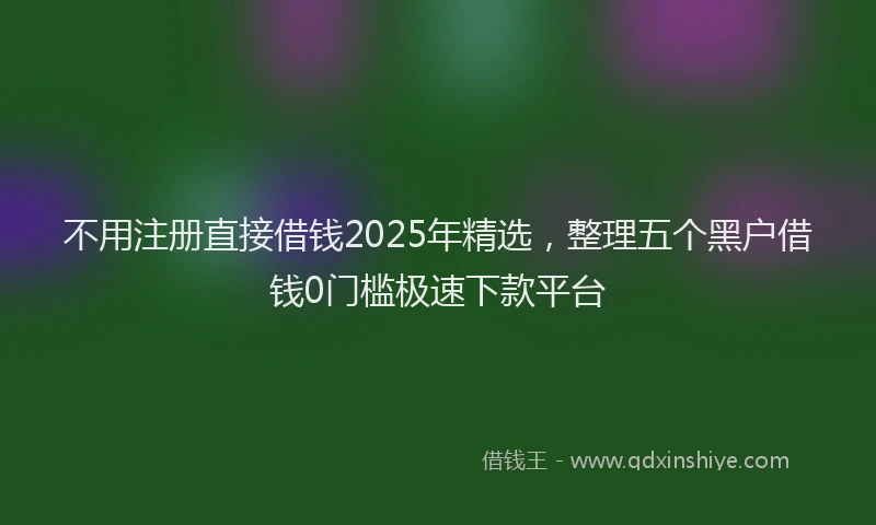 不用注册直接借钱2025年精选,整理五个黑户借钱0门槛极速下款平台