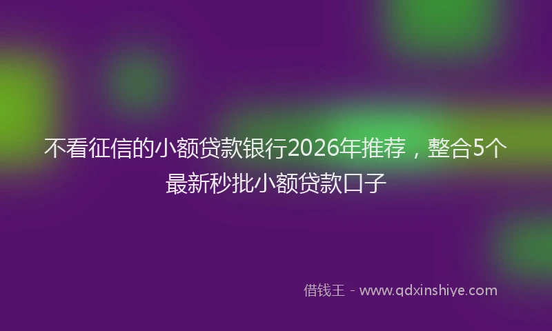 不看征信的小额贷款银行2026年推荐，整合5个最新秒批小额贷款口子