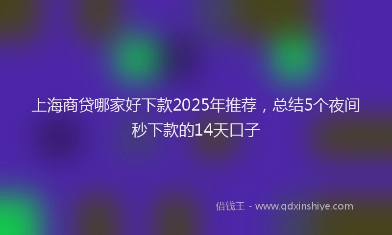 上海商贷哪家好下款2025年推荐，总结5个夜间秒下款的14天口子