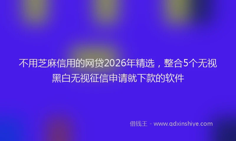 不用芝麻信用的网贷2026年精选,整合5个无视黑白无视征信申请就下款的软件