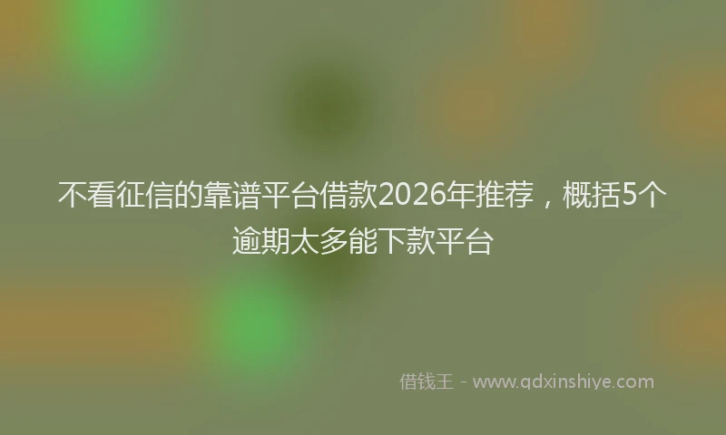 不看征信的靠谱平台借款2026年推荐，概括5个逾期太多能下款平台
