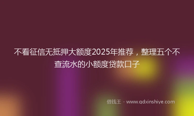 不看征信无抵押大额度2025年推荐,整理五个不查流水的小额度贷款口子