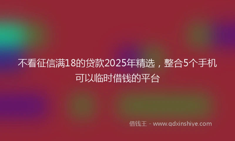 不看征信满18的贷款2025年精选,整合5个手机可以临时借钱的平台