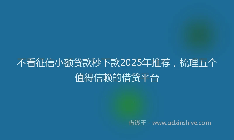不看征信小额贷款秒下款2025年推荐，梳理五个值得信赖的借贷平台