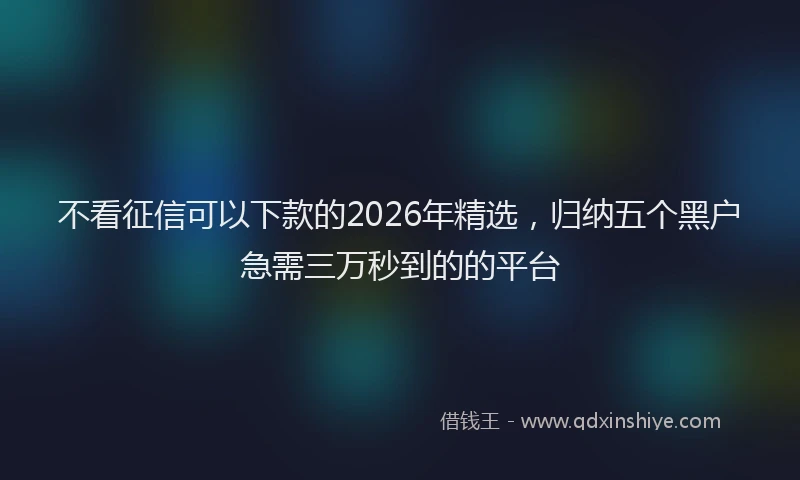 不看征信可以下款的2026年精选，归纳五个黑户急需三万秒到的的平台