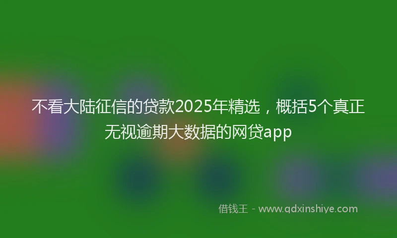 不看大陆征信的贷款2025年精选，概括5个真正无视逾期大数据的网贷app