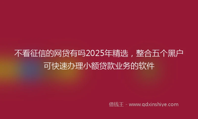 不看征信的网贷有吗2025年精选，整合五个黑户可快速办理小额贷款业务的软件
