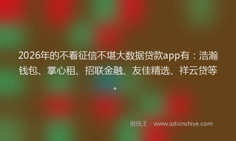 2026年的不看征信不堪大数据贷款app有:浩瀚钱包、掌心租、招联金融、友佳精选、祥云贷等。