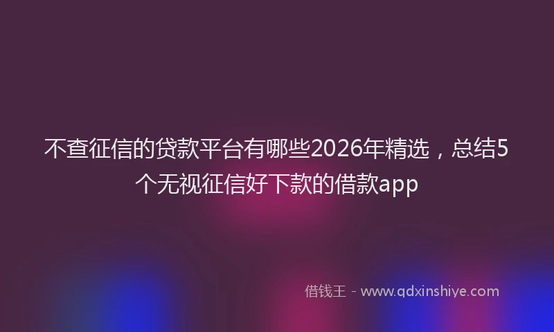 不查征信的贷款平台有哪些2026年精选，总结5个无视征信好下款的借款app