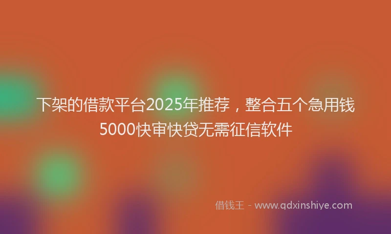 下架的借款平台2025年推荐，整合五个急用钱5000快审快贷无需征信软件