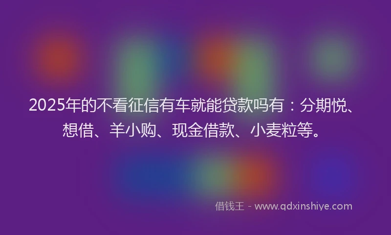2025年的不看征信有车就能贷款吗有:分期悦、想借、羊小购、现金借款、小麦粒等。