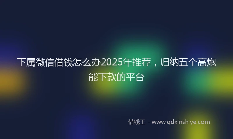 下属微信借钱怎么办2025年推荐，归纳五个高炮能下款的平台