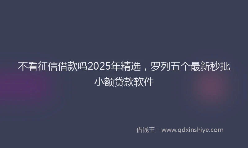 不看征信借款吗2025年精选，罗列五个最新秒批小额贷款软件