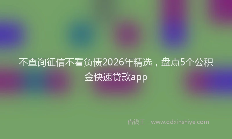 不查询征信不看负债2026年精选，盘点5个公积金快速贷款app