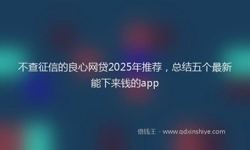不查征信的良心网贷2025年推荐，总结五个最新能下来钱的app