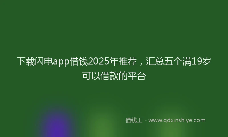 下载闪电app借钱2025年推荐，汇总五个满19岁可以借款的平台