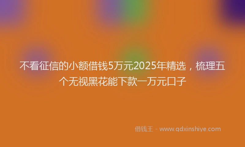 不看征信的小额借钱5万元2025年精选，梳理五个无视黑花能下款一万元口子