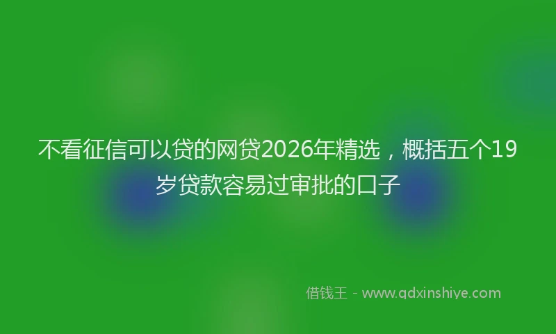 不看征信可以贷的网贷2026年精选，概括五个19岁贷款容易过审批的口子