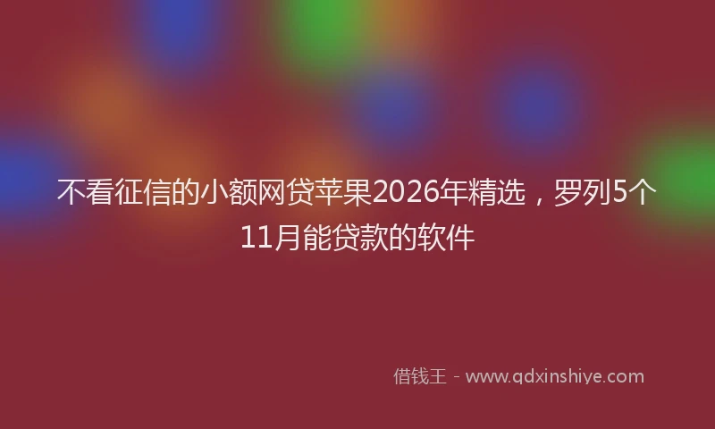 不看征信的小额网贷苹果2026年精选,罗列5个11月能贷款的软件
