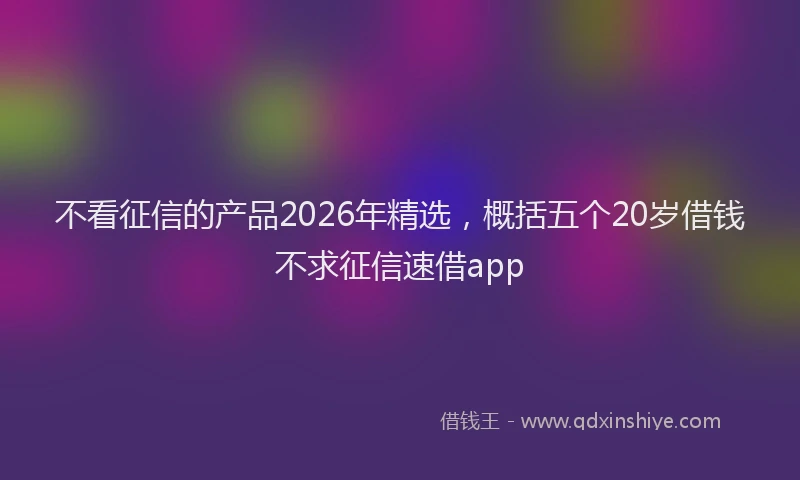 不看征信的产品2026年精选，概括五个20岁借钱不求征信速借app