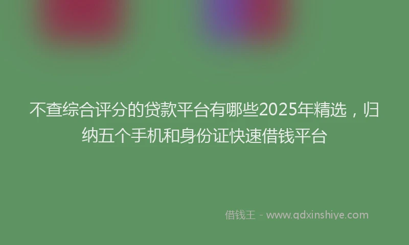不查综合评分的贷款平台有哪些2025年精选，归纳五个手机和身份证快速借钱平台