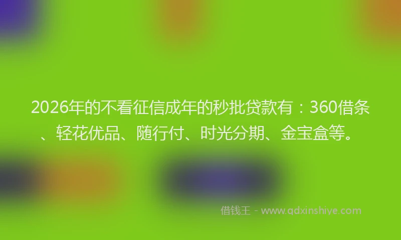 2026年的不看征信成年的秒批贷款有：360借条、轻花优品、随行付、时光分期、金宝盒等。