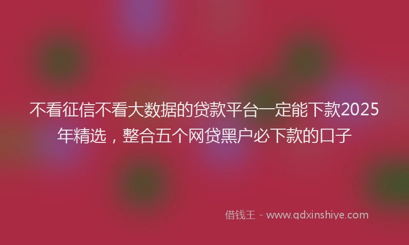 不看征信不看大数据的贷款平台一定能下款2025年精选，整合五个网贷黑户必下款的口子