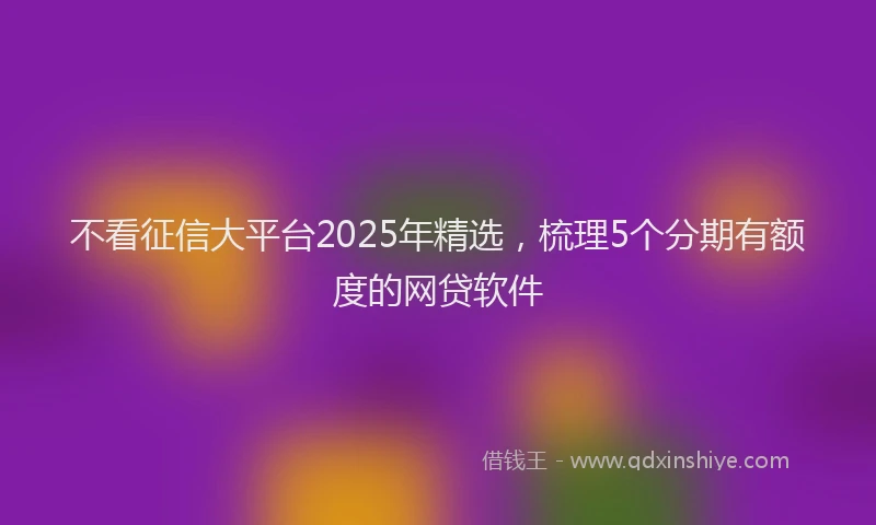 不看征信大平台2025年精选，梳理5个分期有额度的网贷软件