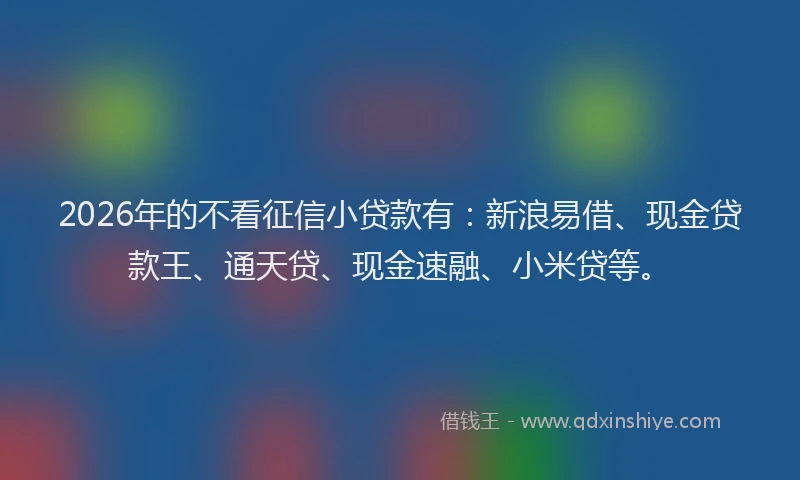 2026年的不看征信小贷款有：新浪易借、现金贷款王、通天贷、现金速融、小米贷等。