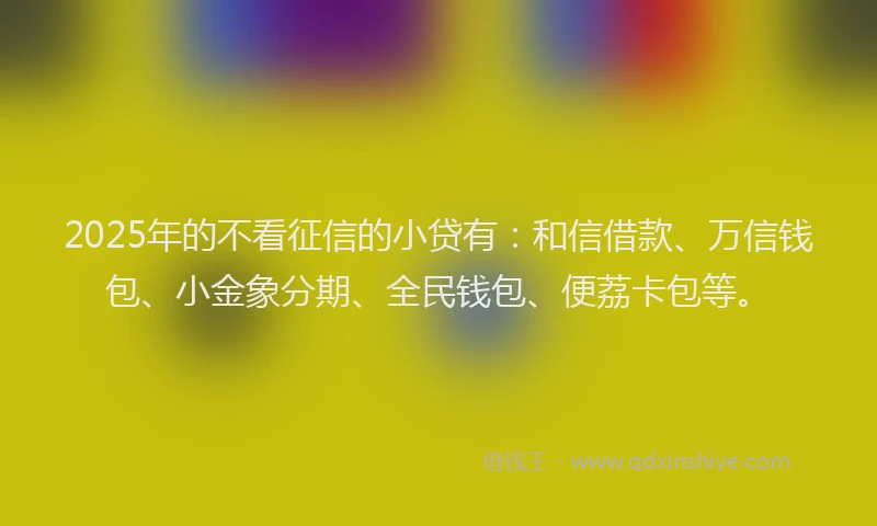 2025年的不看征信的小贷有：和信借款、万信钱包、小金象分期、全民钱包、便荔卡包等。
