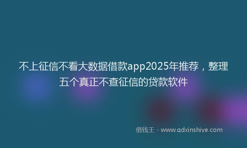 不上征信不看大数据借款app2025年推荐，整理五个真正不查征信的贷款软件