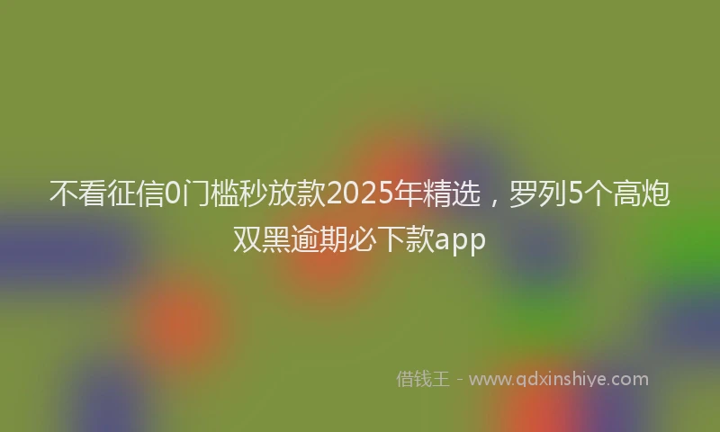 不看征信0门槛秒放款2025年精选，罗列5个高炮双黑逾期必下款app