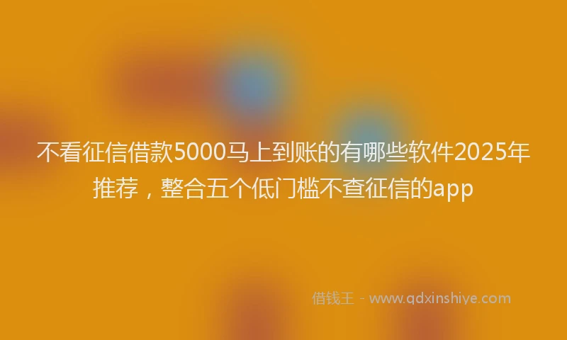 不看征信借款5000马上到账的有哪些软件2025年推荐,整合五个低门槛不查征信的app