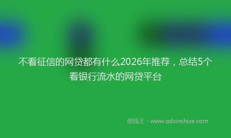 不看征信的网贷都有什么2026年推荐，总结5个看银行流水的网贷平台