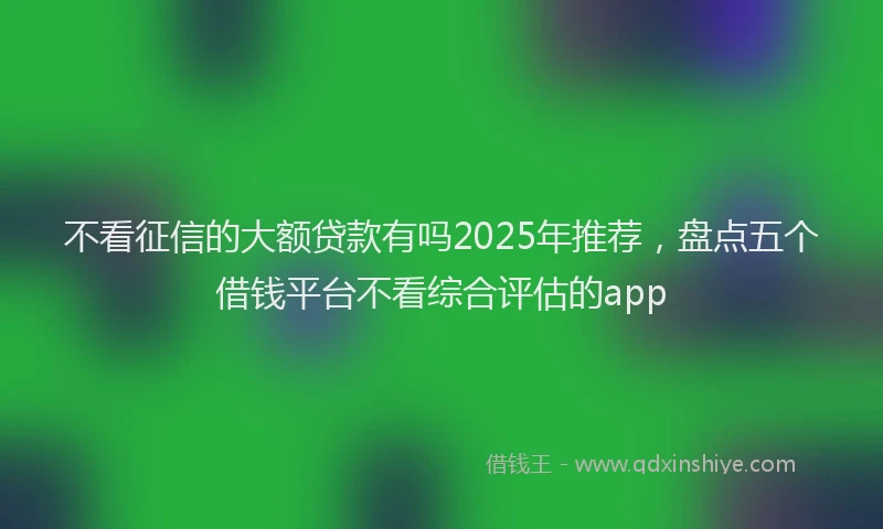 不看征信的大额贷款有吗2025年推荐，盘点五个借钱平台不看综合评估的app