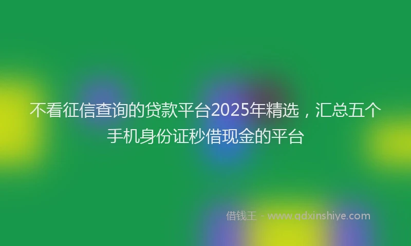 不看征信查询的贷款平台2025年精选，汇总五个手机身份证秒借现金的平台