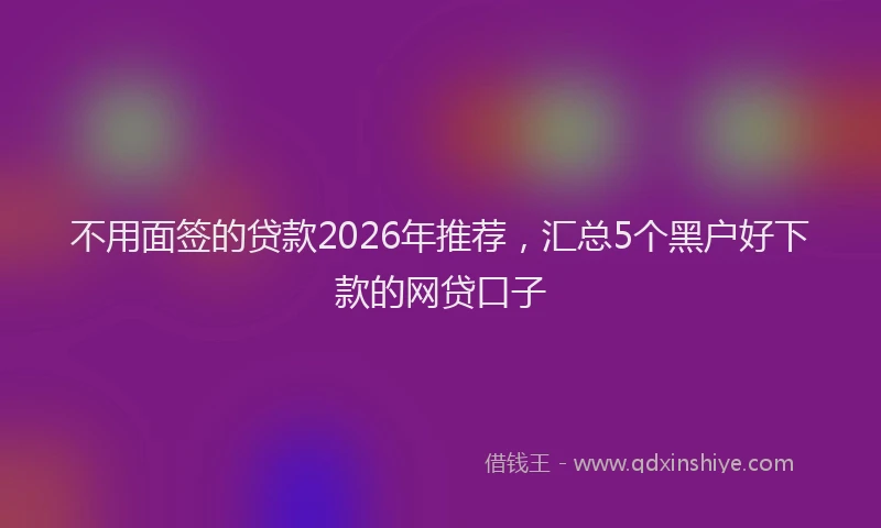 不用面签的贷款2026年推荐，汇总5个黑户好下款的网贷口子