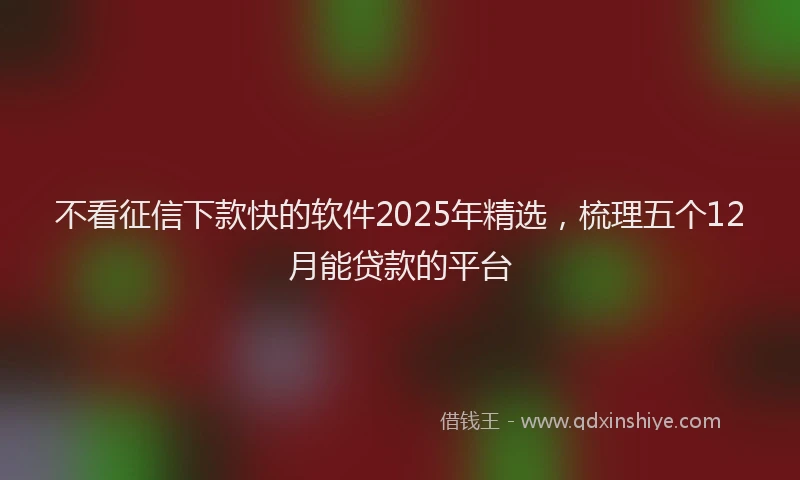 不看征信下款快的软件2025年精选,梳理五个12月能贷款的平台