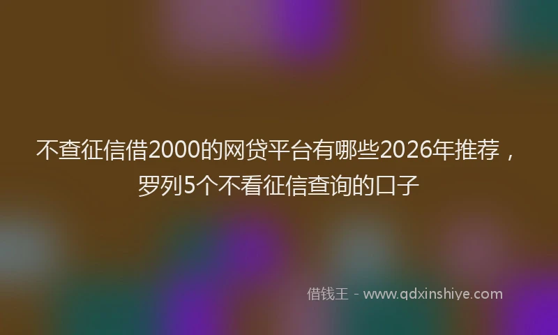 不查征信借2000的网贷平台有哪些2026年推荐，罗列5个不看征信查询的口子