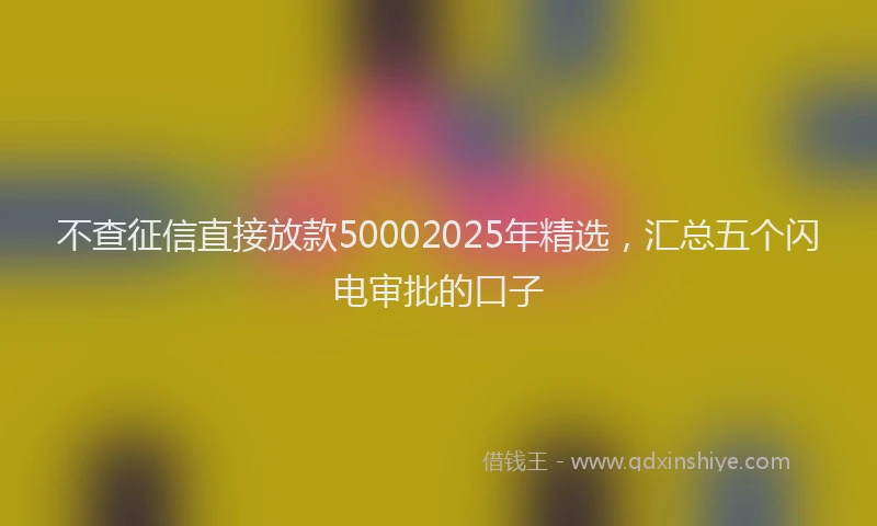 不查征信直接放款50002025年精选，汇总五个闪电审批的口子