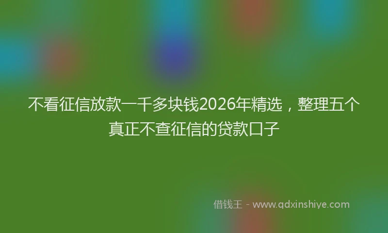 不看征信放款一千多块钱2026年精选，整理五个真正不查征信的贷款口子