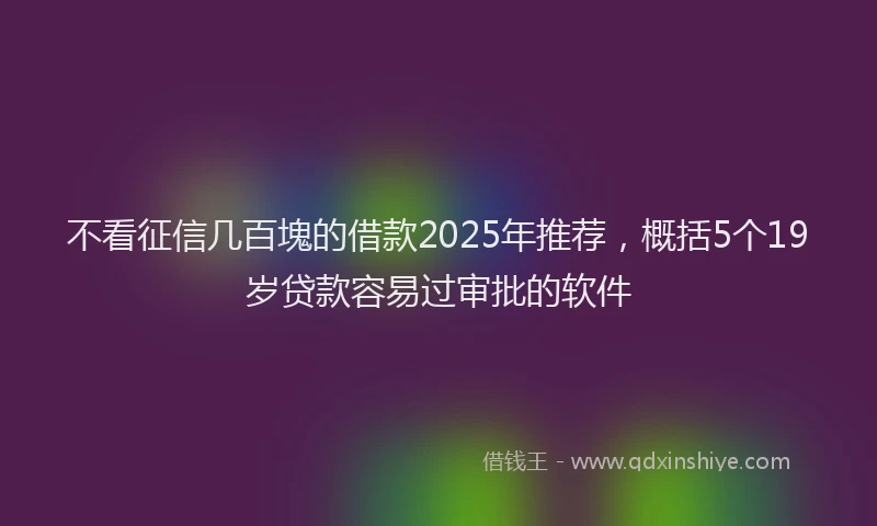 不看征信几百塊的借款2025年推荐，概括5个19岁贷款容易过审批的软件