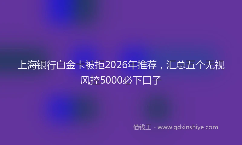 上海银行白金卡被拒2026年推荐，汇总五个无视风控5000必下口子